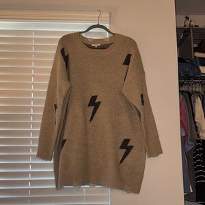 Oversized Taupe Lightning Bolt Sweater Dress